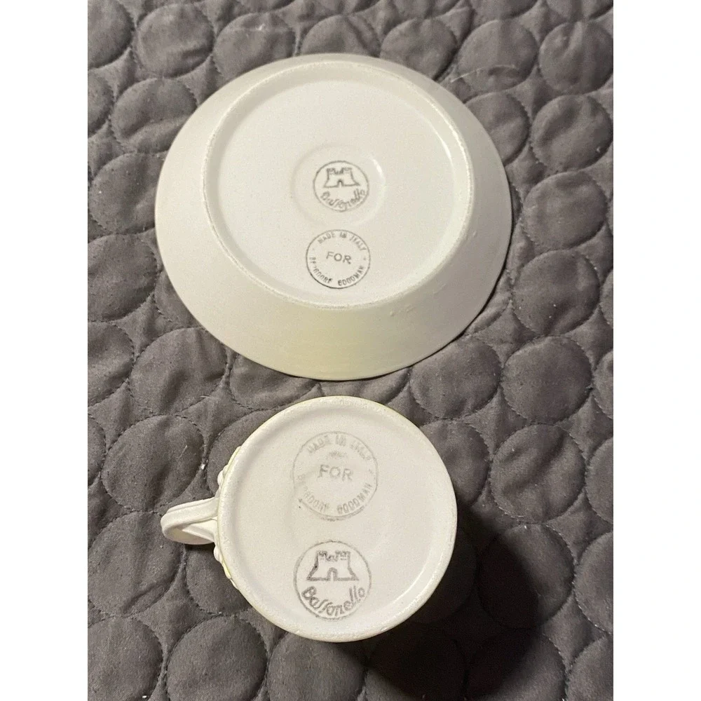 VNTG Bassanello Italian ceramic demitasse espresso cup/saucer set.Mid Century